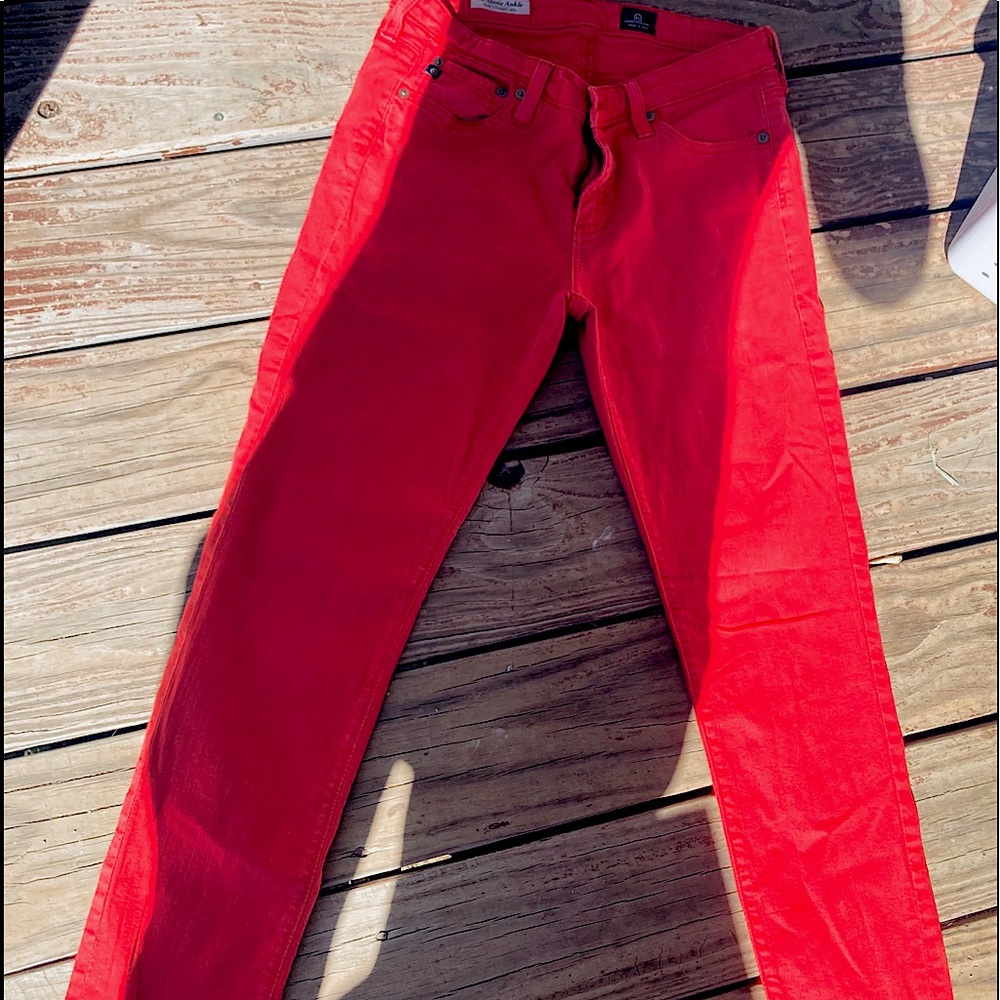 Size28R Stevie Ankle AG red jeans